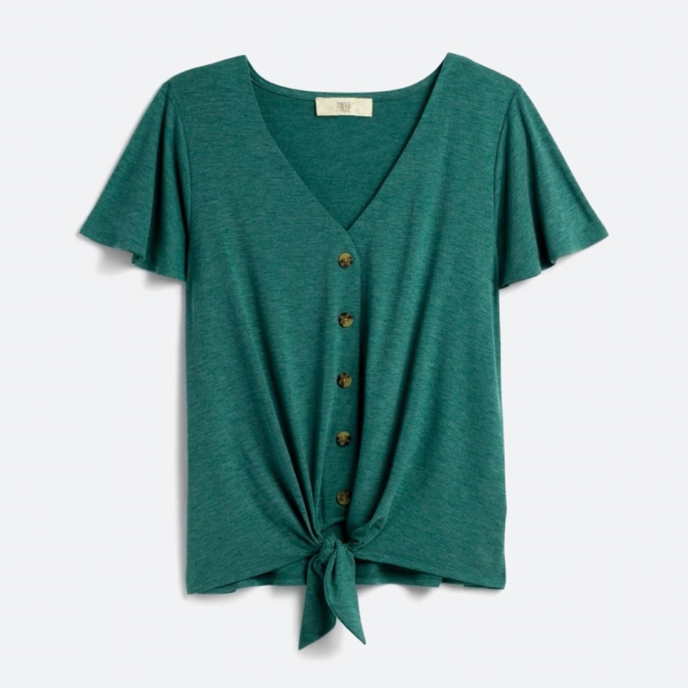 Lenova Button Down Tie Front Knit Top